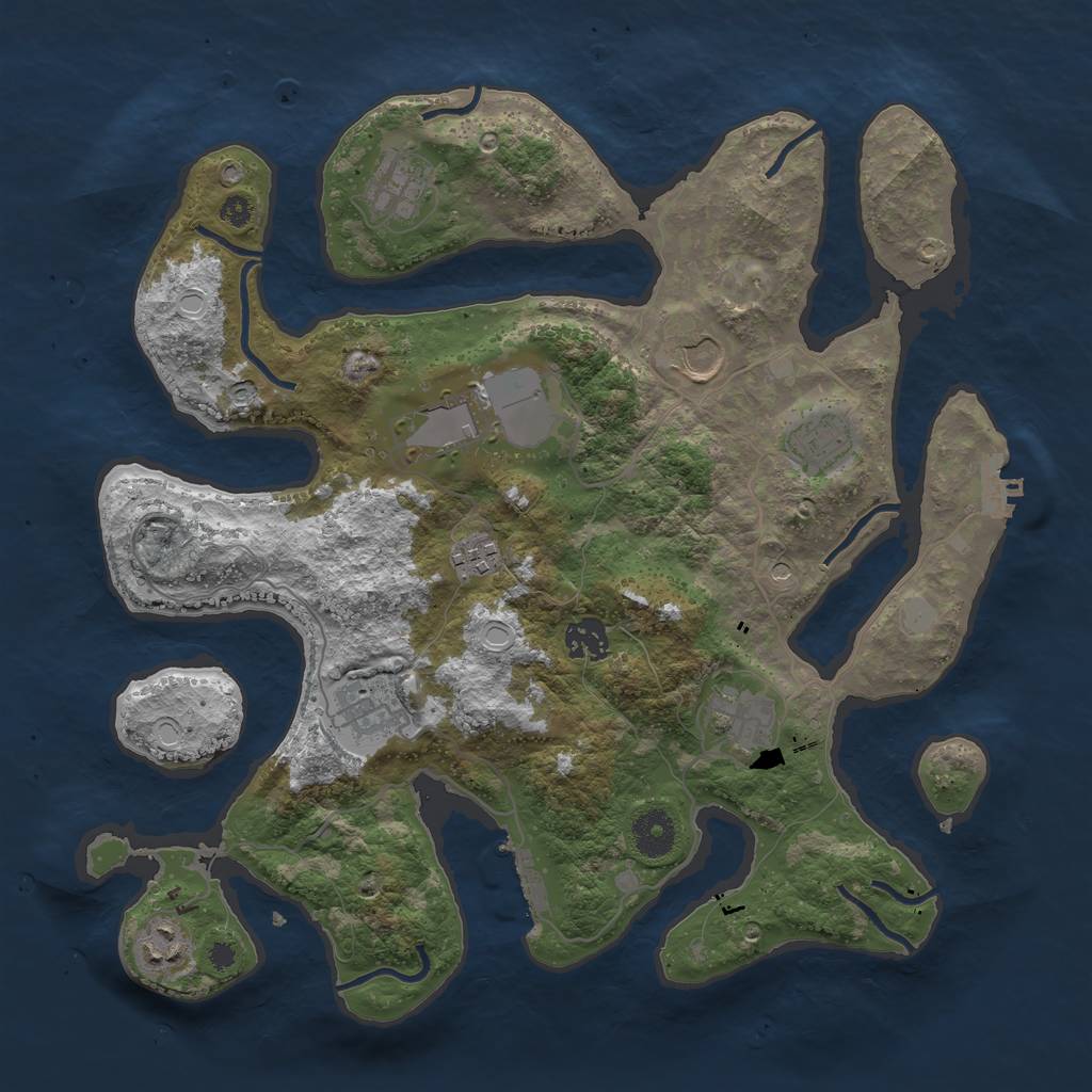 Rust Map: Procedural Map, Size: 3650, Seed: 1184651701, 17 Monuments