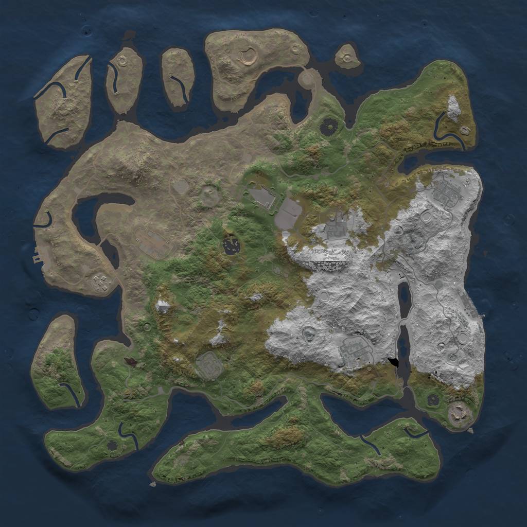 Rust Map: Procedural Map, Size: 4500, Seed: 942195392, 18 Monuments
