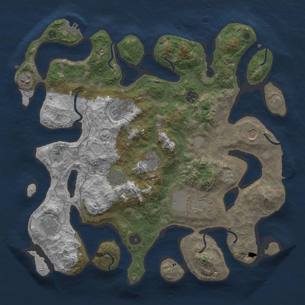 Rust Map: Procedural Map, Size: 4000, Seed: 481624, 17 Monuments