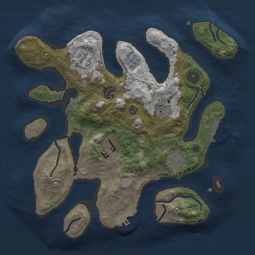 Rust Map: Procedural Map, Size: 3000, Seed: 731890278, 14 Monuments