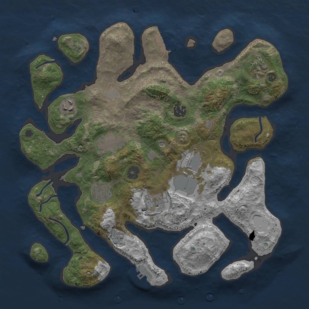 Rust Map: Procedural Map, Size: 3550, Seed: 634384, 16 Monuments
