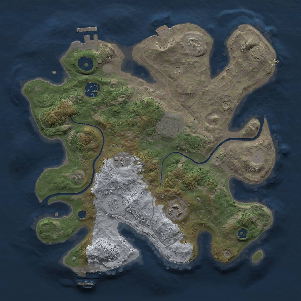 Rust Map: Procedural Map, Size: 3000, Seed: 464646, 10 Monuments