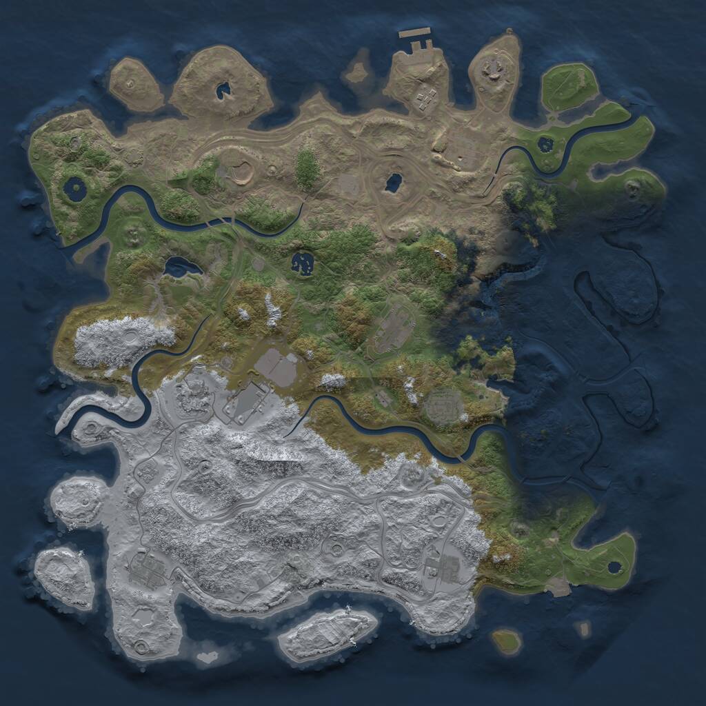 Rust Map: Procedural Map, Size: 4500, Seed: 1486183866, 16 Monuments