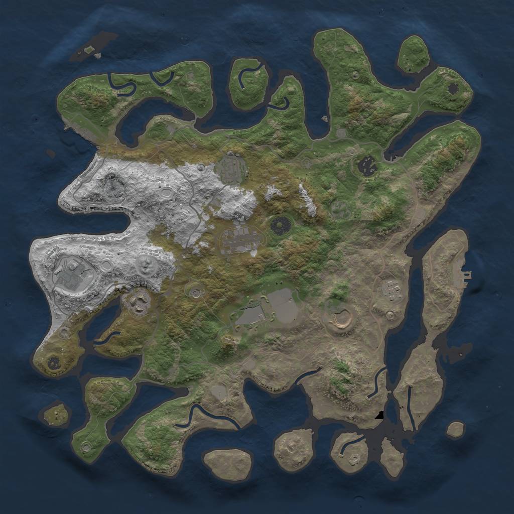 Rust Map: Procedural Map, Size: 4000, Seed: 69698008, 16 Monuments
