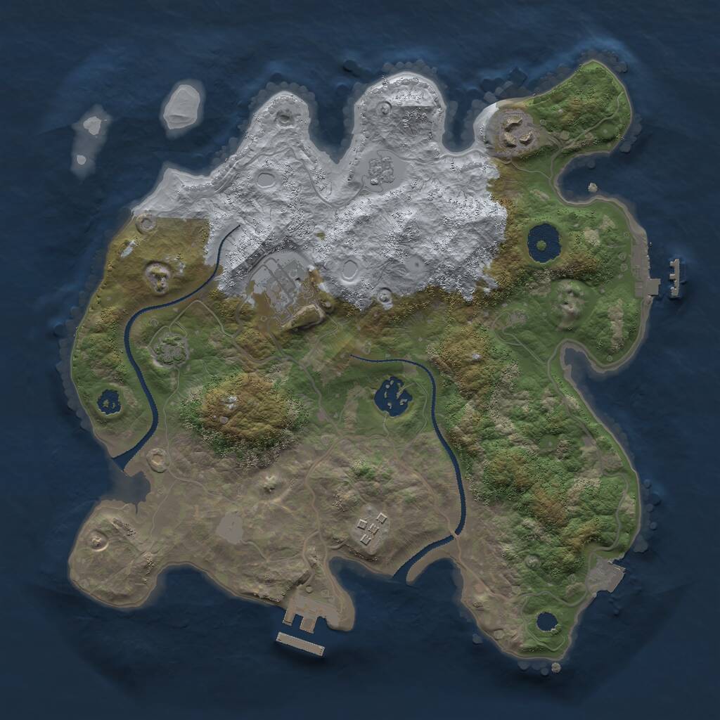 Rust Map: Procedural Map, Size: 3000, Seed: 1307032546, 9 Monuments