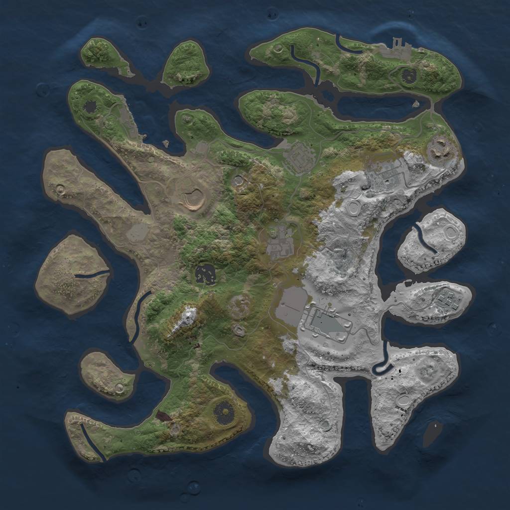 Rust Map: Procedural Map, Size: 3500, Seed: 1639562135, 16 Monuments