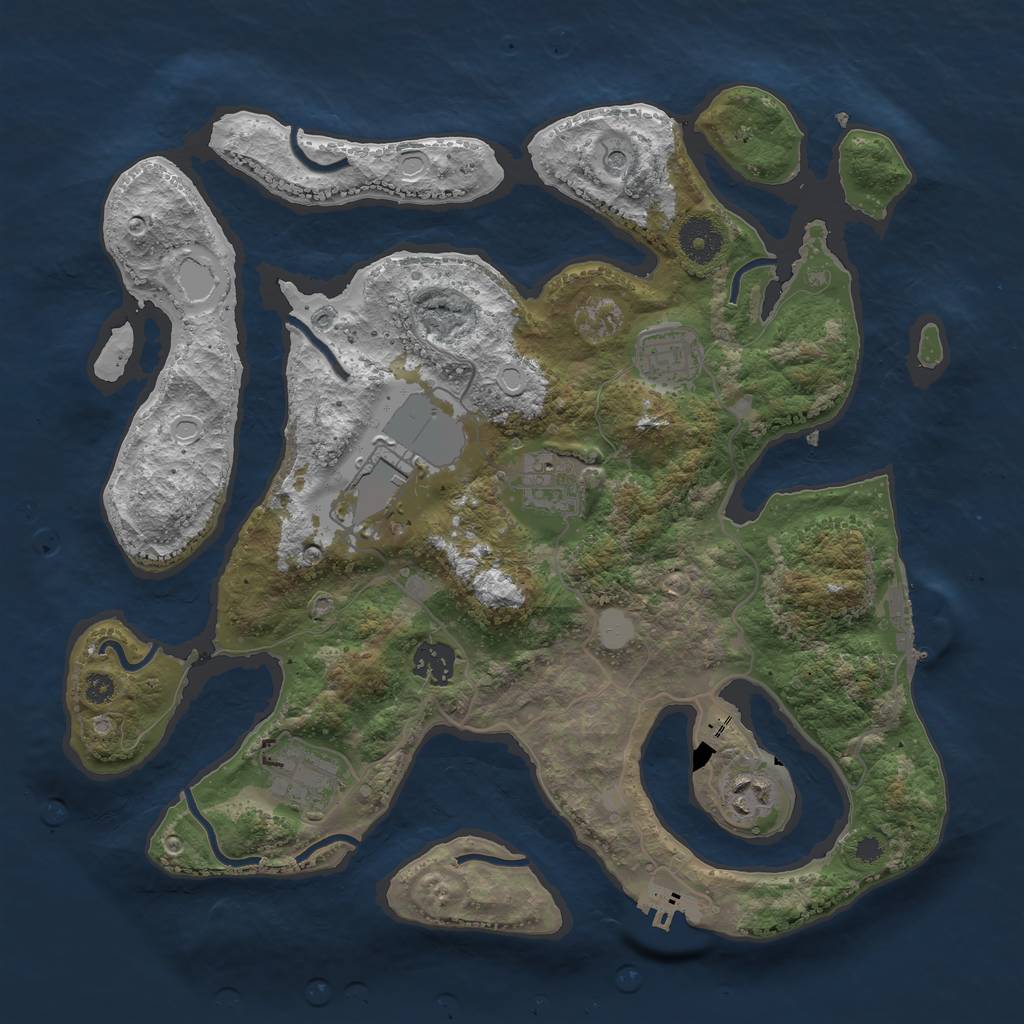 Rust Map: Procedural Map, Size: 3500, Seed: 9453232, 14 Monuments