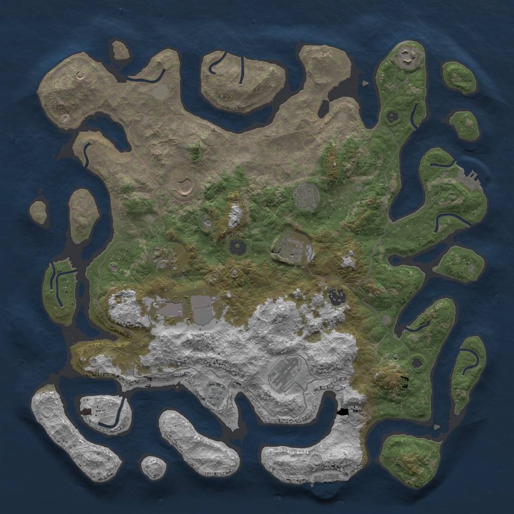 Rust Map: Procedural Map, Size: 4500, Seed: 647, 17 Monuments