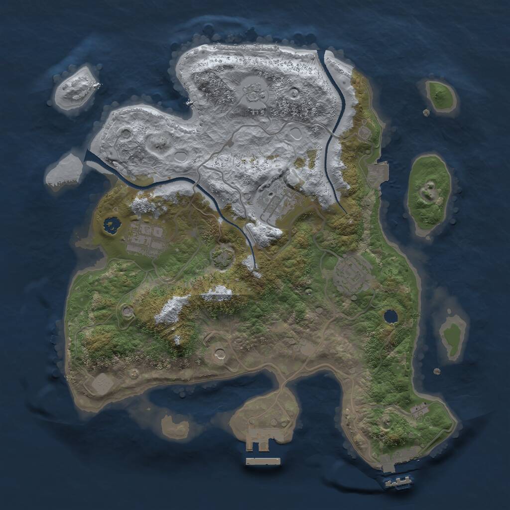 Rust Map: Procedural Map, Size: 3000, Seed: 8745, 9 Monuments
