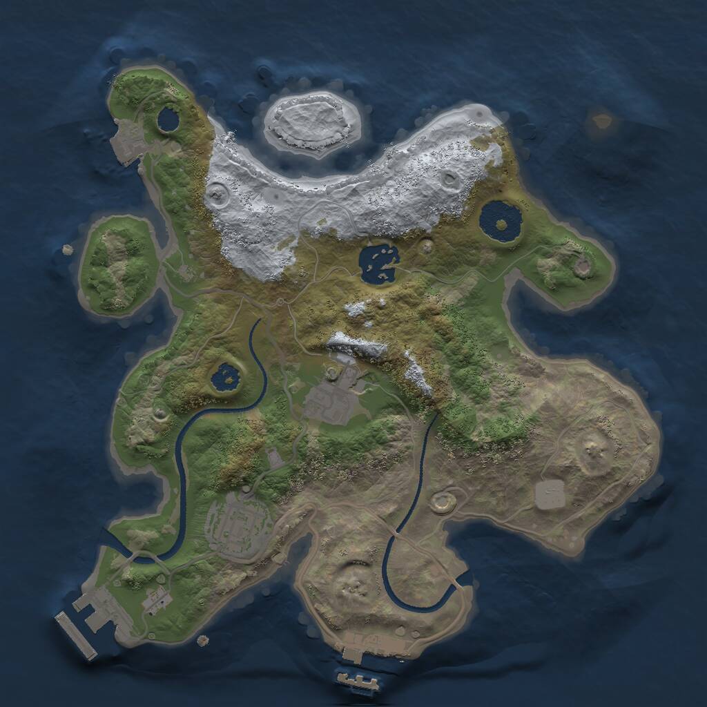 Rust Map: Procedural Map, Size: 2550, Seed: 1524959088, 6 Monuments