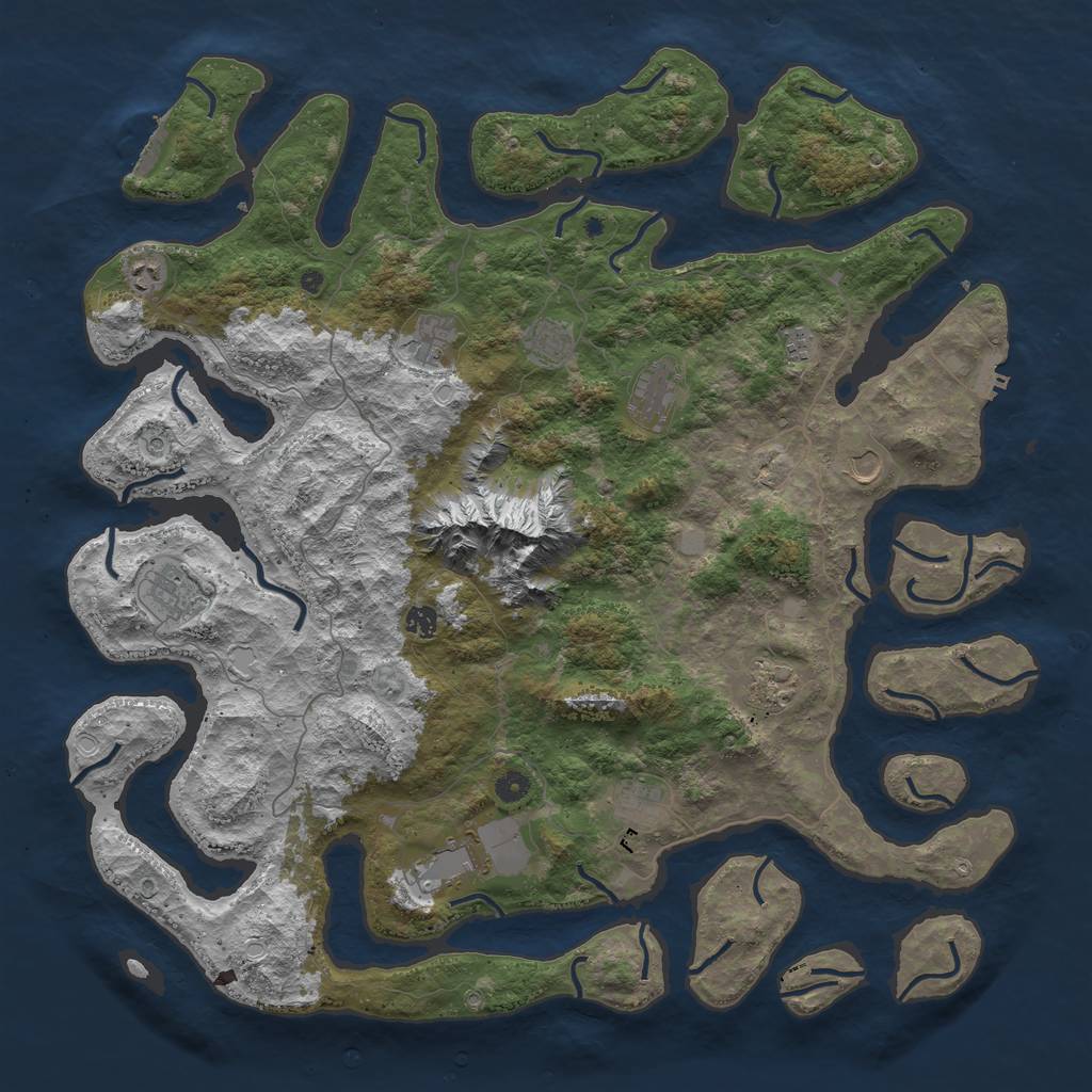 Rust Map: Procedural Map, Size: 5000, Seed: 1260634808, 19 Monuments