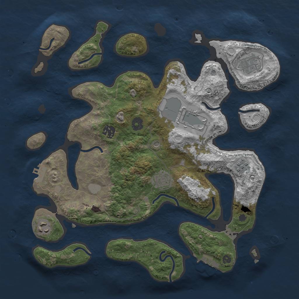 Rust Map: Procedural Map, Size: 3500, Seed: 641975, 14 Monuments