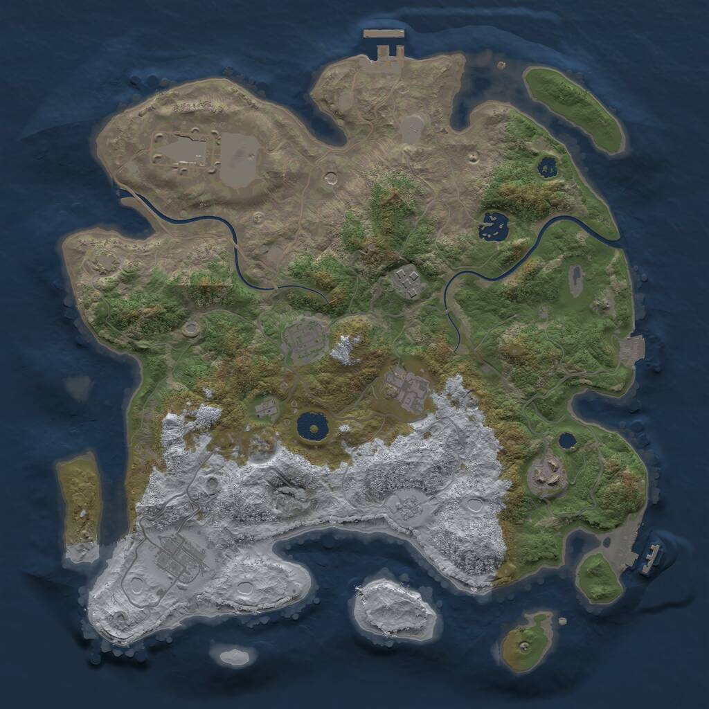 Rust Map: Procedural Map, Size: 3500, Seed: 668551962, 13 Monuments