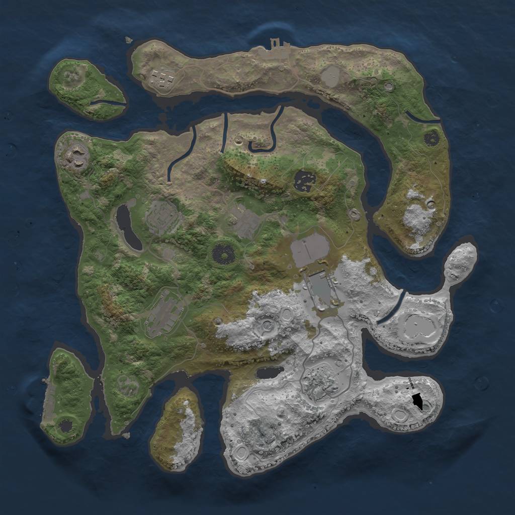 Rust Map: Procedural Map, Size: 3500, Seed: 53526014, 16 Monuments