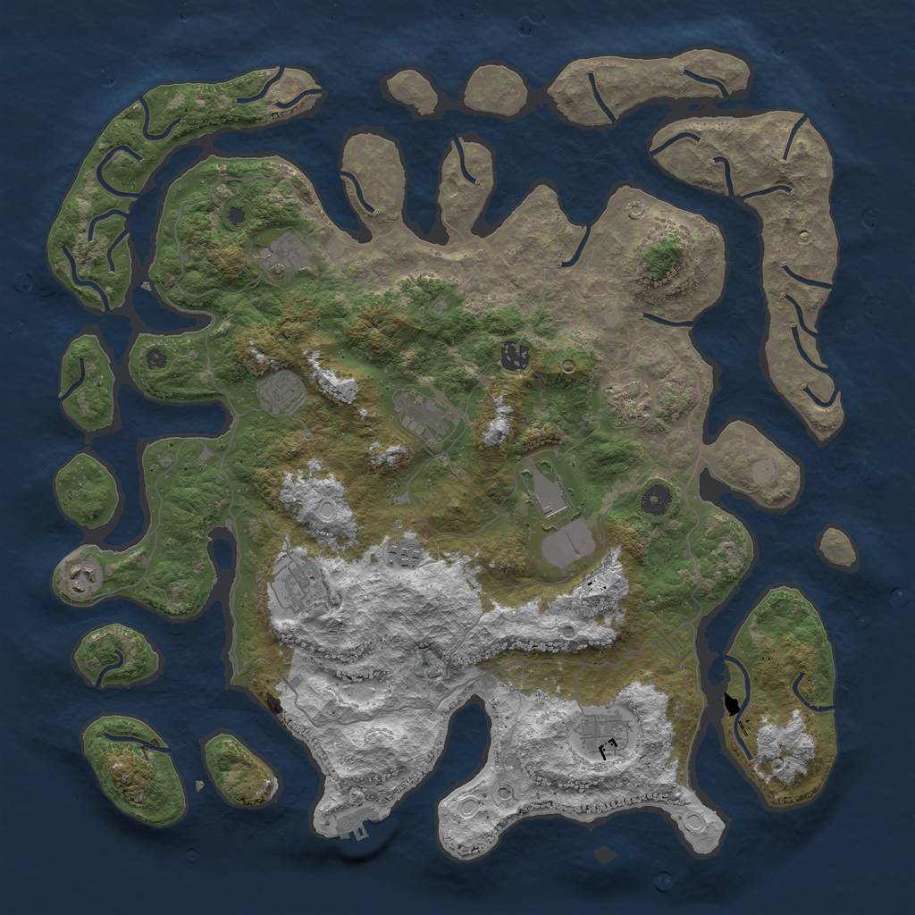 Rust Map: Procedural Map, Size: 4500, Seed: 1071708545, 17 Monuments