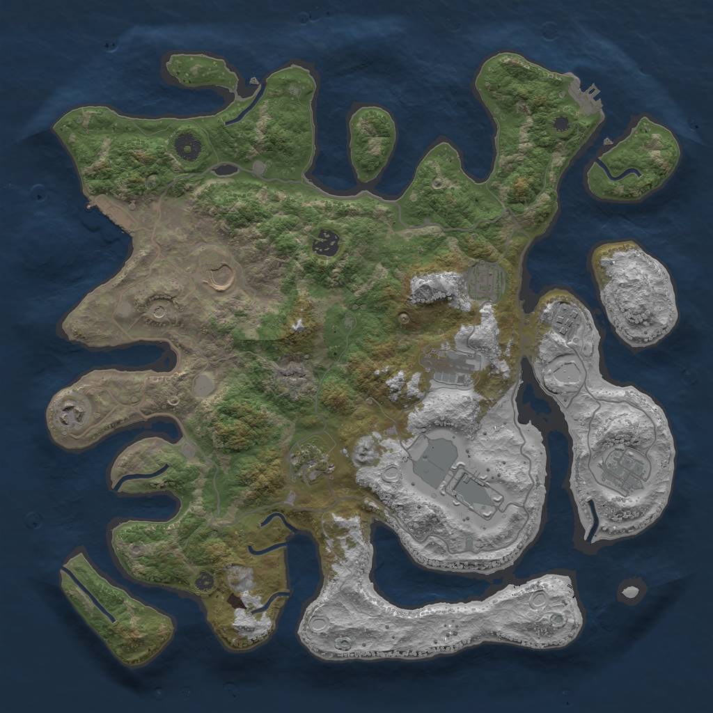 Rust Map: Procedural Map, Size: 4000, Seed: 672161397, 17 Monuments