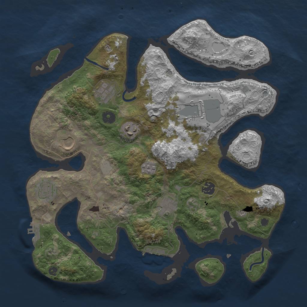 Rust Map: Procedural Map, Size: 3500, Seed: 297194277, 16 Monuments