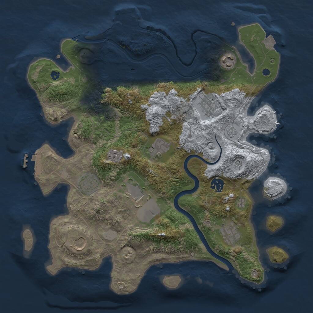 Rust Map: Procedural Map, Size: 3500, Seed: 1936496657, 15 Monuments