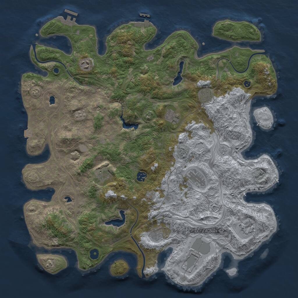 Rust Map: Procedural Map, Size: 4500, Seed: 31221, 16 Monuments