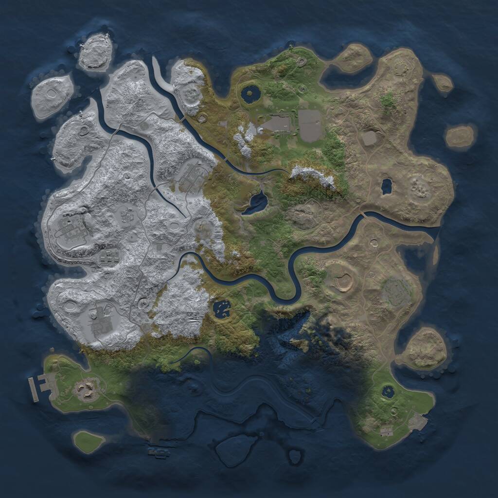 Rust Map: Procedural Map, Size: 4050, Seed: 1957399474, 15 Monuments