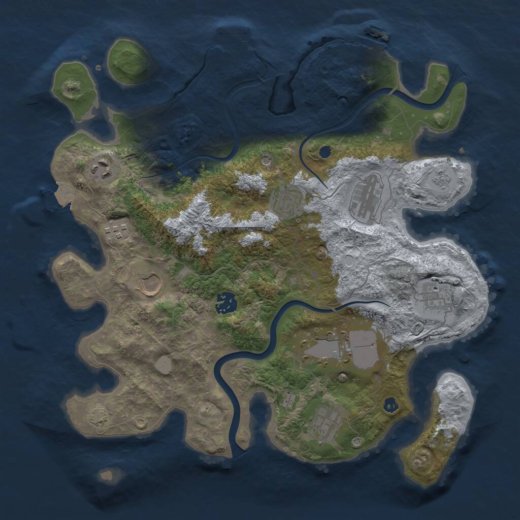 Rust Map: Procedural Map, Size: 3500, Seed: 1885258603, 15 Monuments