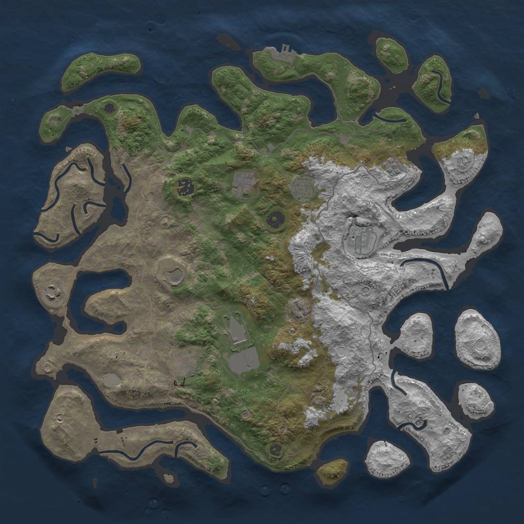 Rust Map: Procedural Map, Size: 4500, Seed: 144628839, 17 Monuments