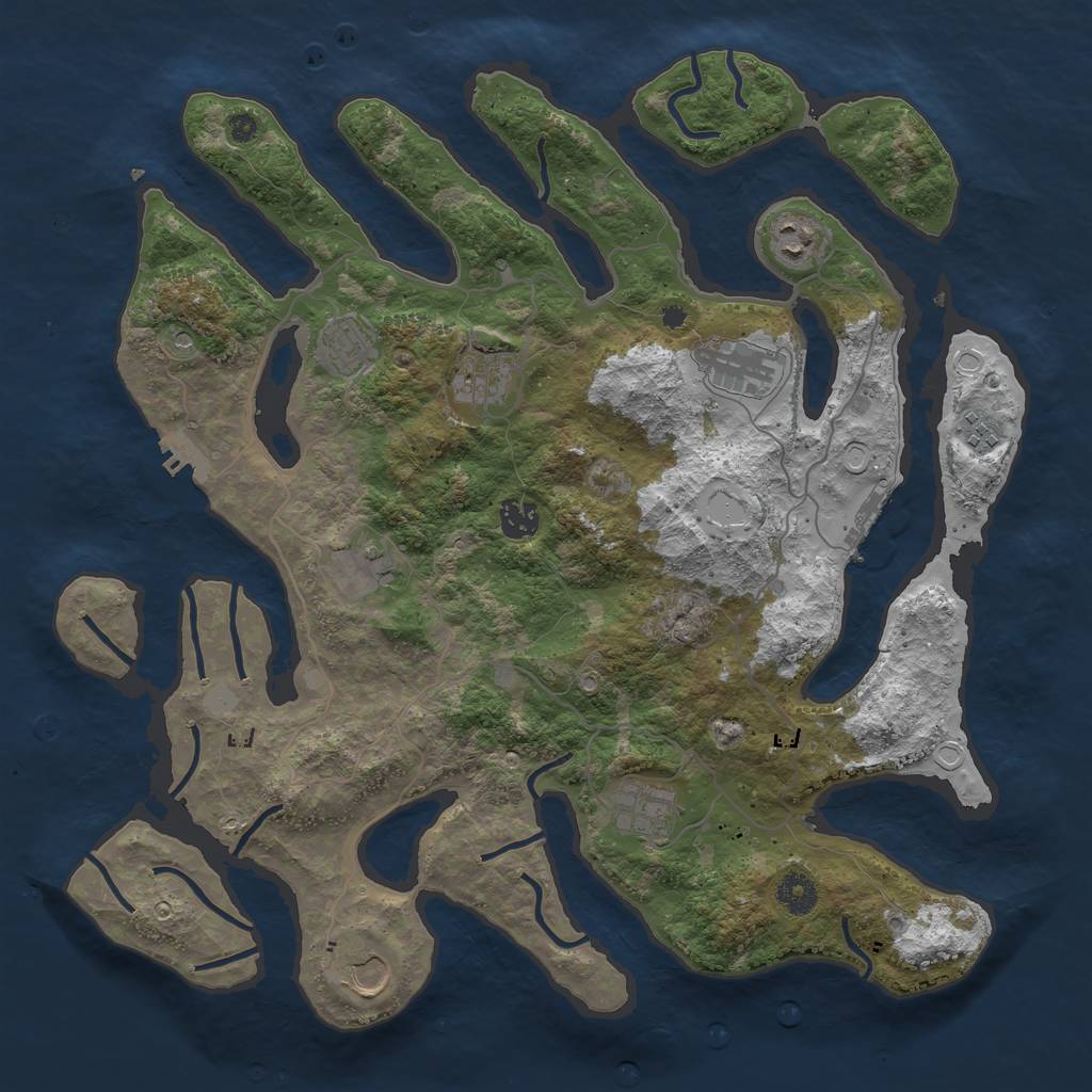Rust Map: Procedural Map, Size: 4000, Seed: 103612539, 17 Monuments