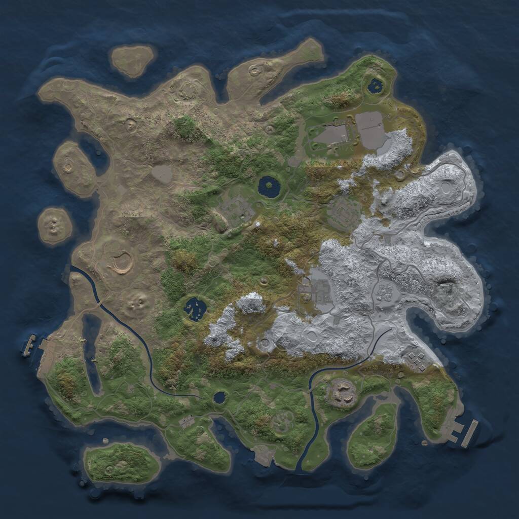 Rust Map: Procedural Map, Size: 3550, Seed: 1402316968, 14 Monuments