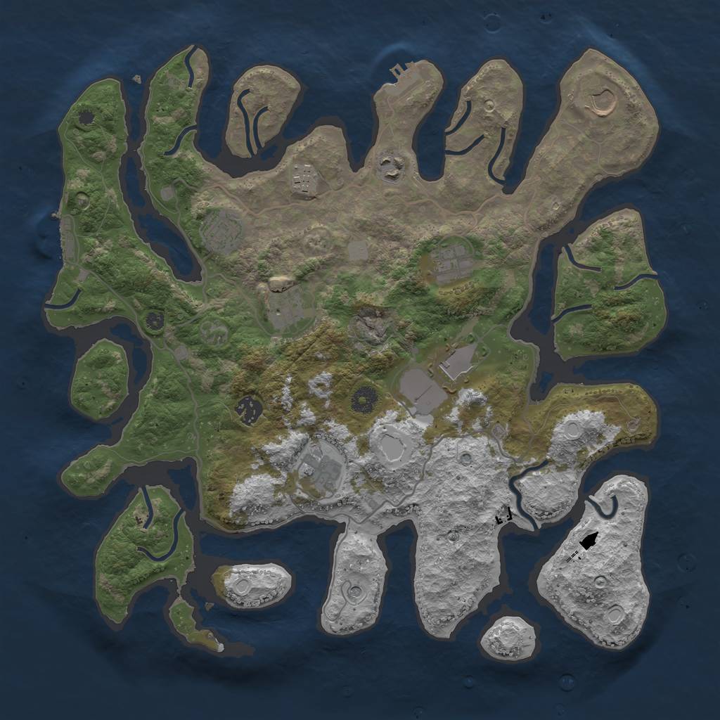 Rust Map: Procedural Map, Size: 4000, Seed: 421433, 17 Monuments