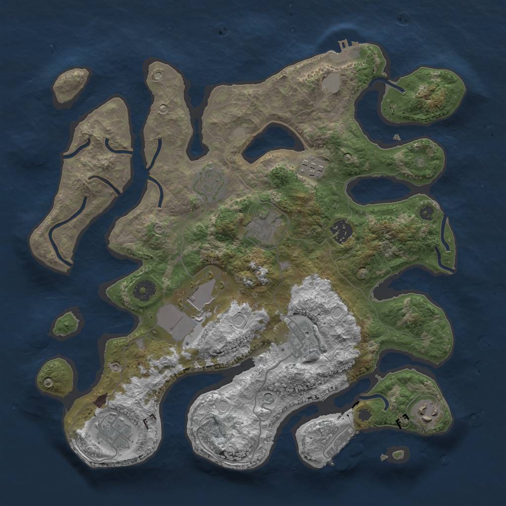 Rust Map: Procedural Map, Size: 3500, Seed: 1534648421, 16 Monuments