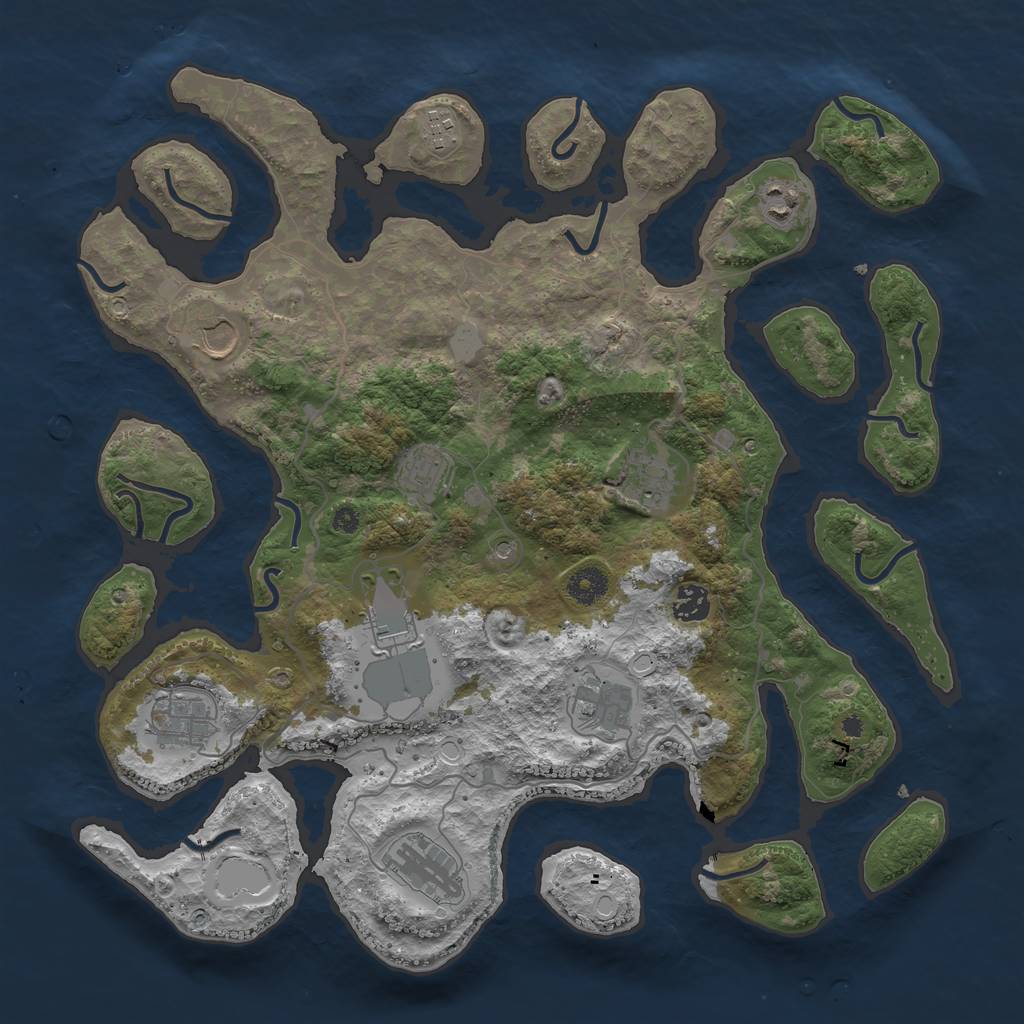Rust Map: Procedural Map, Size: 4000, Seed: 910419018, 16 Monuments