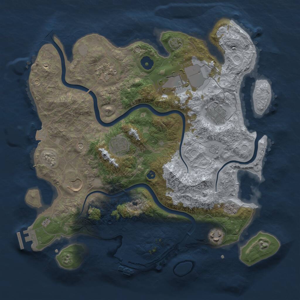 Rust Map: Procedural Map, Size: 3500, Seed: 1993712829, 13 Monuments