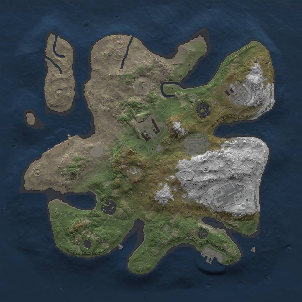 Rust Map: Procedural Map, Size: 3000, Seed: 2071127591, 13 Monuments