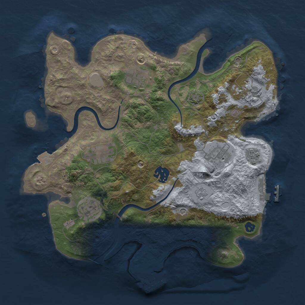 Rust Map: Procedural Map, Size: 3000, Seed: 2071127591, 13 Monuments