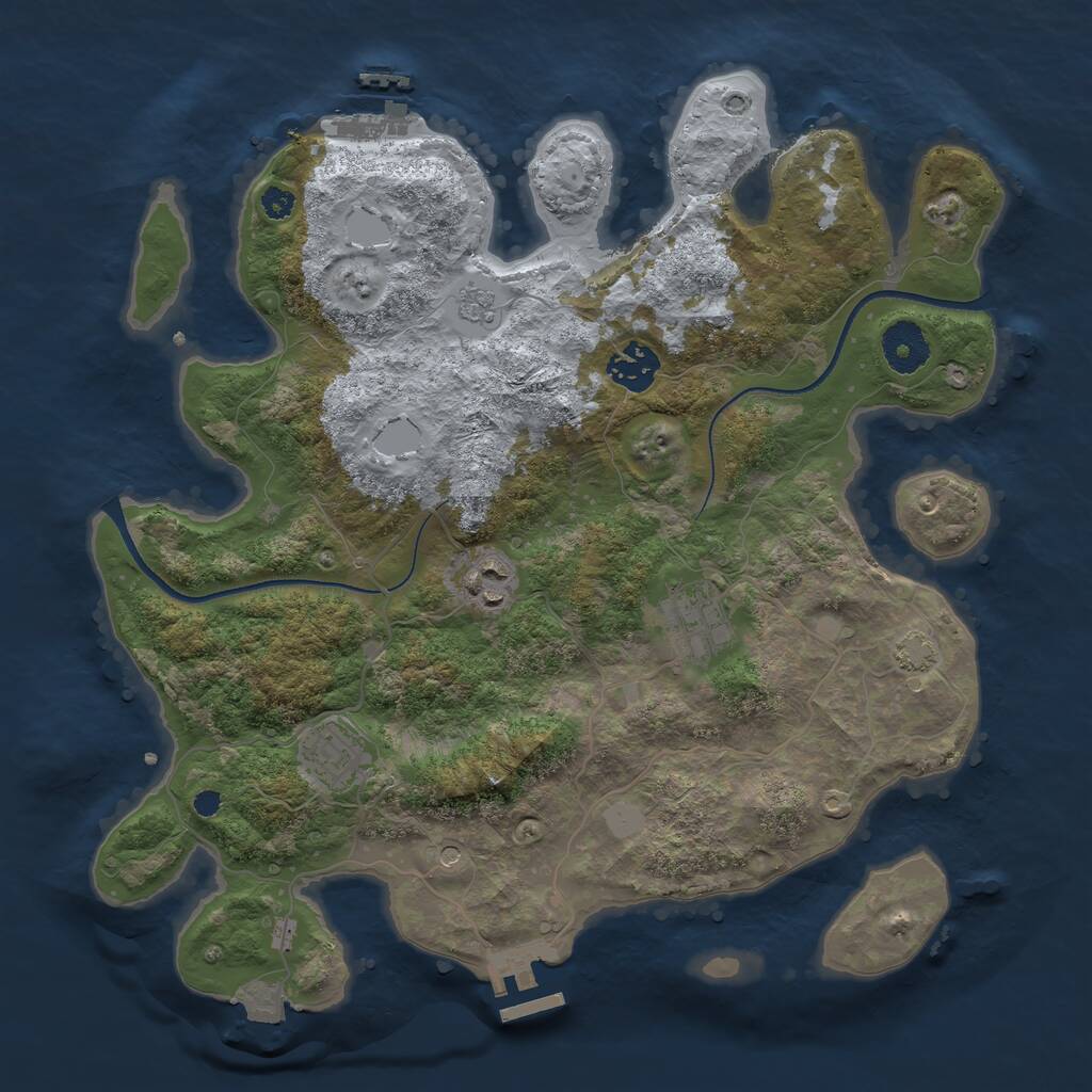 Rust Map: Procedural Map, Size: 3360, Seed: 25532777, 10 Monuments