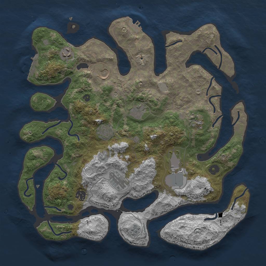 Rust Map: Procedural Map, Size: 3850, Seed: 2037367618, 17 Monuments