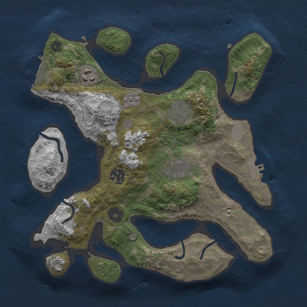 Rust Map: Procedural Map, Size: 3000, Seed: 1804052824, 12 Monuments