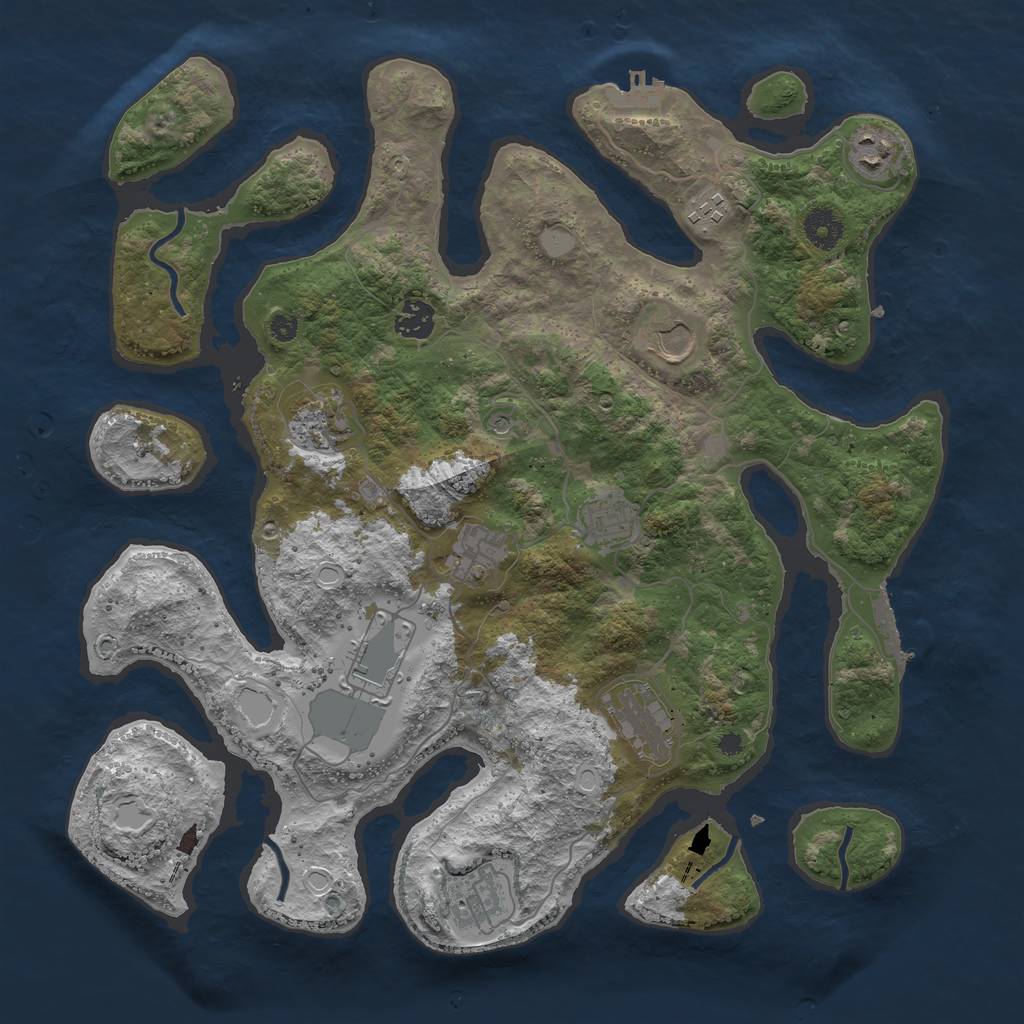 Rust Map: Procedural Map, Size: 3850, Seed: 1168626555, 18 Monuments