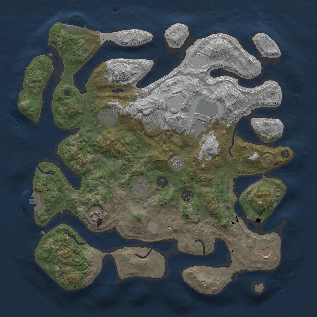 Rust Map: Procedural Map, Size: 4000, Seed: 111309, 16 Monuments