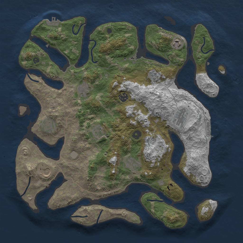 Rust Map: Procedural Map, Size: 4000, Seed: 5681, 17 Monuments