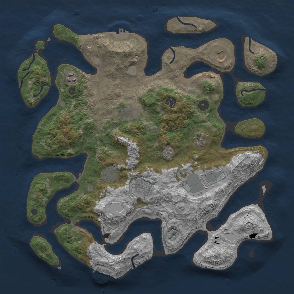 Rust Map: Procedural Map, Size: 4096, Seed: 4865, 17 Monuments