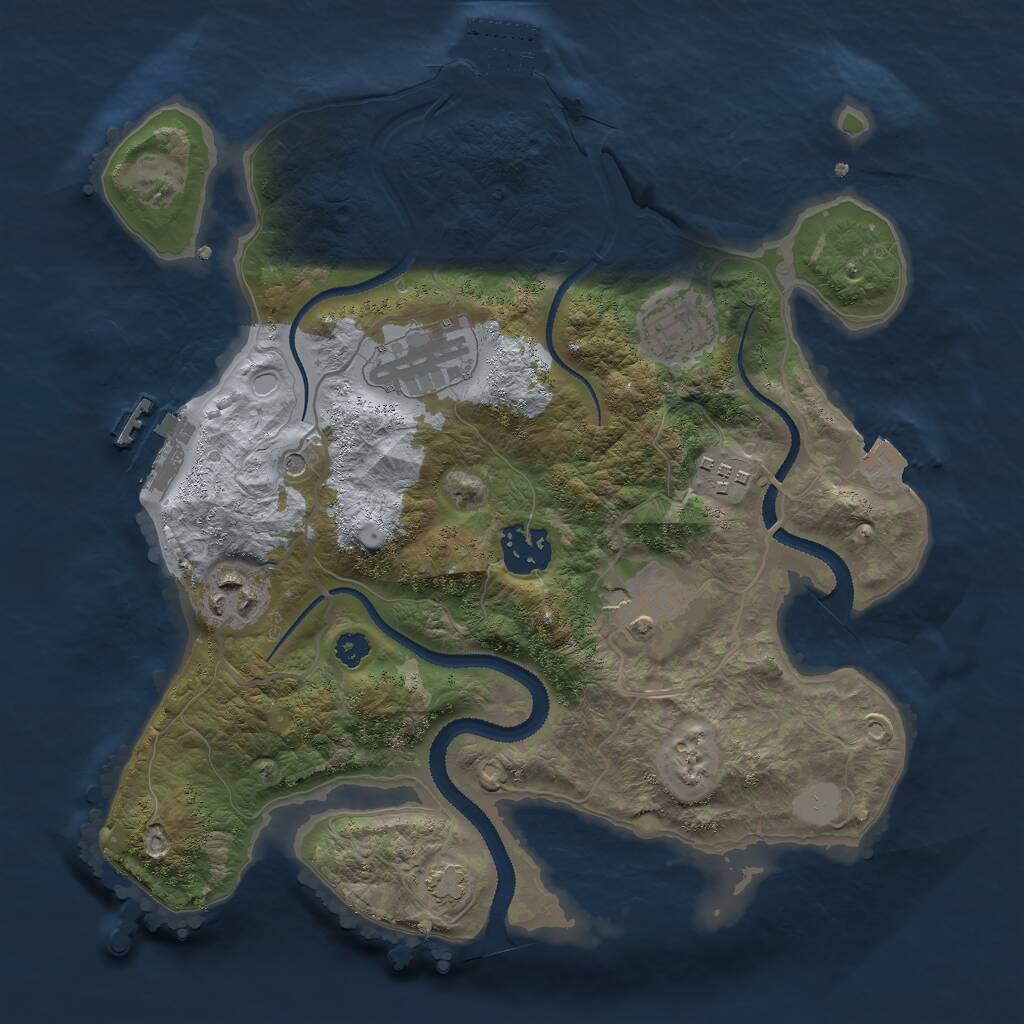 Rust Map: Procedural Map, Size: 3000, Seed: 736158, 11 Monuments