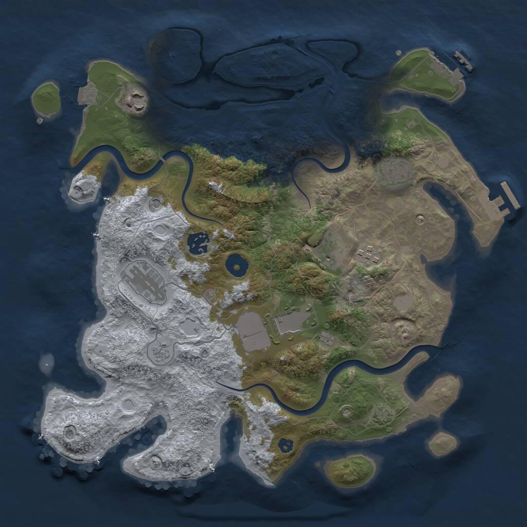 Rust Map: Procedural Map, Size: 3500, Seed: 65418, 13 Monuments