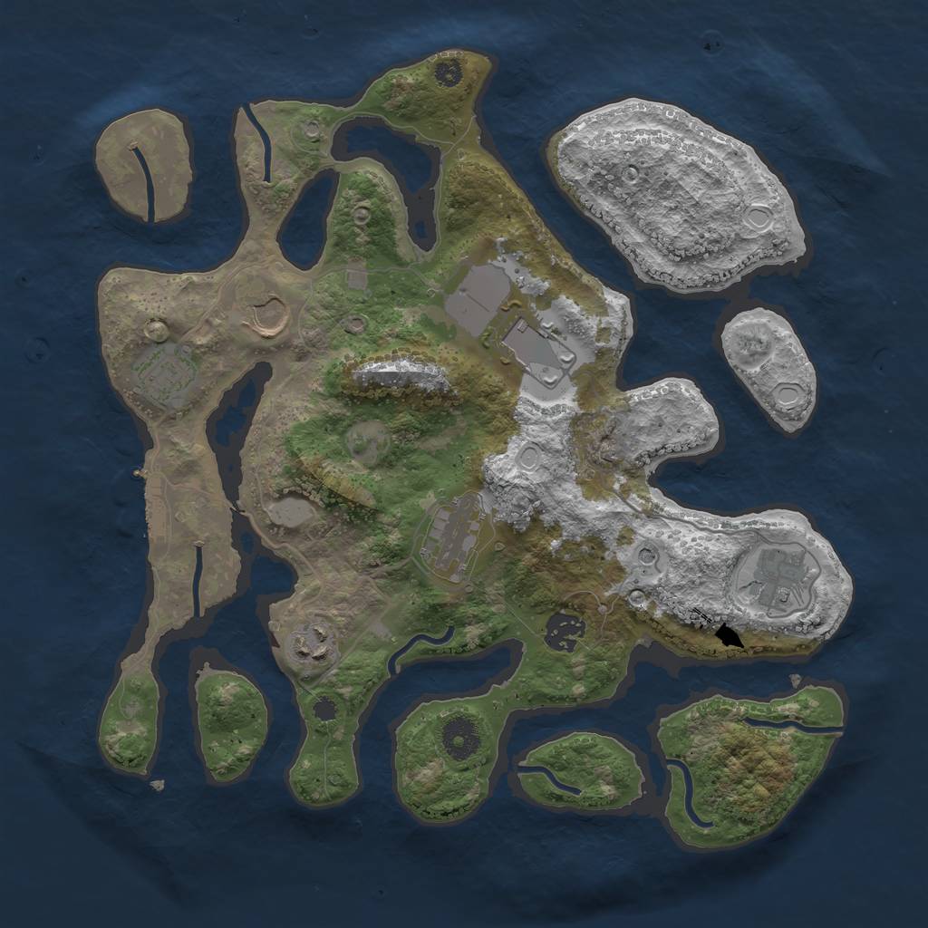Rust Map: Procedural Map, Size: 3500, Seed: 2539275, 14 Monuments