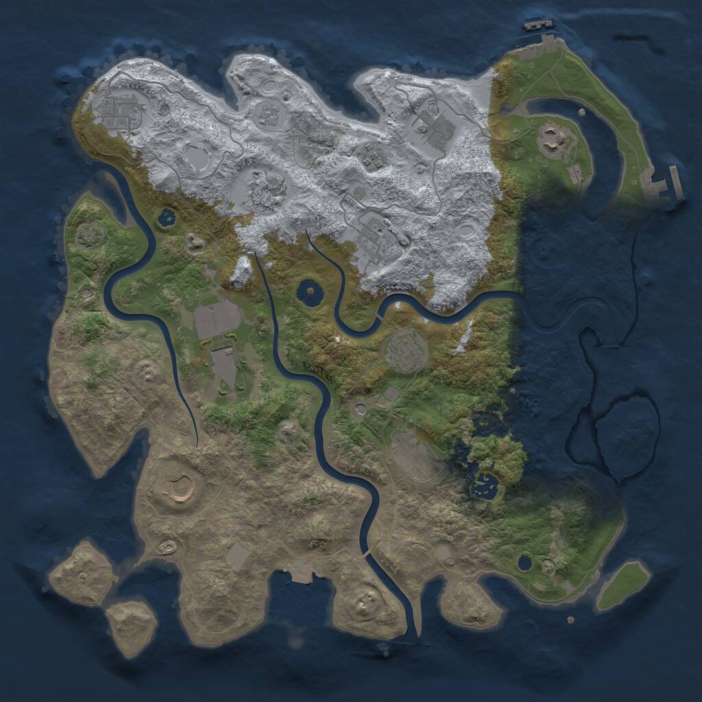 Rust Map: Procedural Map, Size: 3950, Seed: 167658389, 17 Monuments