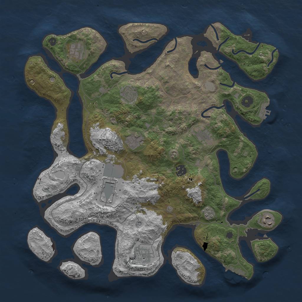 Rust Map: Procedural Map, Size: 4000, Seed: 8888, 17 Monuments