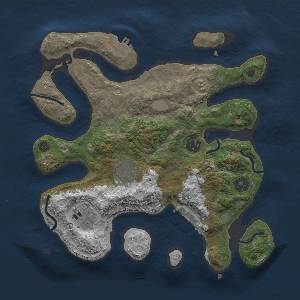Rust Map: Procedural Map, Size: 3000, Seed: 995933, 10 Monuments