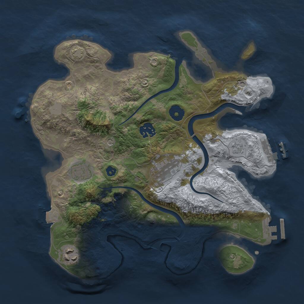 Rust Map: Procedural Map, Size: 3000, Seed: 757743, 10 Monuments