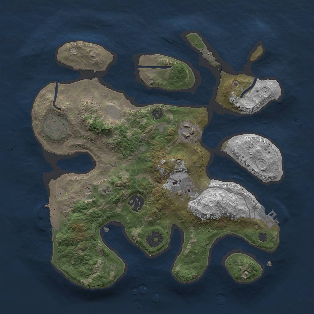 Rust Map: Procedural Map, Size: 3000, Seed: 757743, 12 Monuments