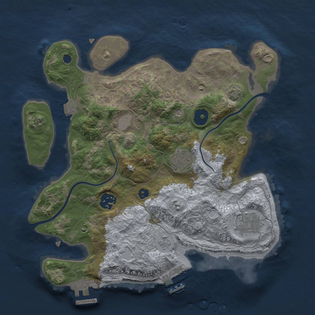 Rust Map: Procedural Map, Size: 3000, Seed: 945380, 9 Monuments